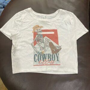 Cowboy killers crop white T-shirt XS